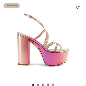 Stuart Weitzman Pink & Gold Ombre Platform Sandals